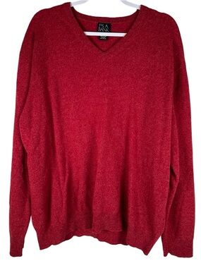 Jos. A. Bank 100% Cashmere Preppy Red V-Neck Long Sleeve Sweater Men’s Size XL